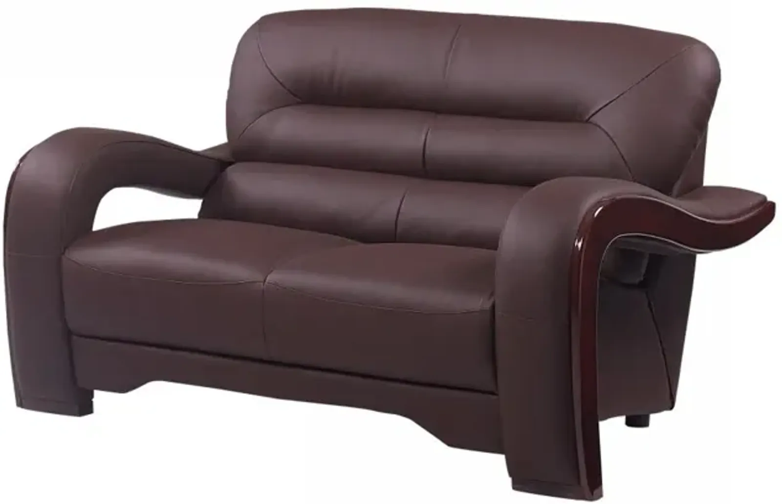 Faux Leather Love Seat - Brown / Dark Brown