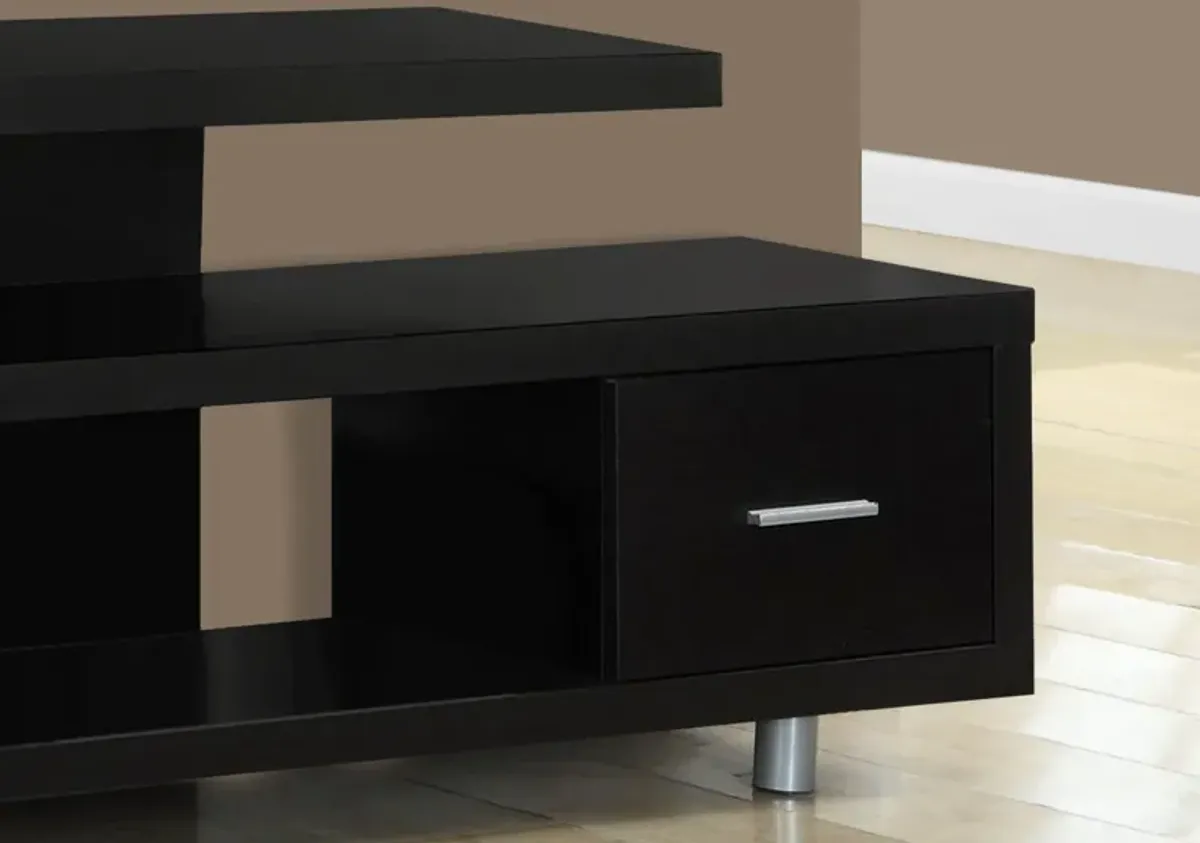 Cabinet Enclosed Storage, TV Stand - Dark Brown