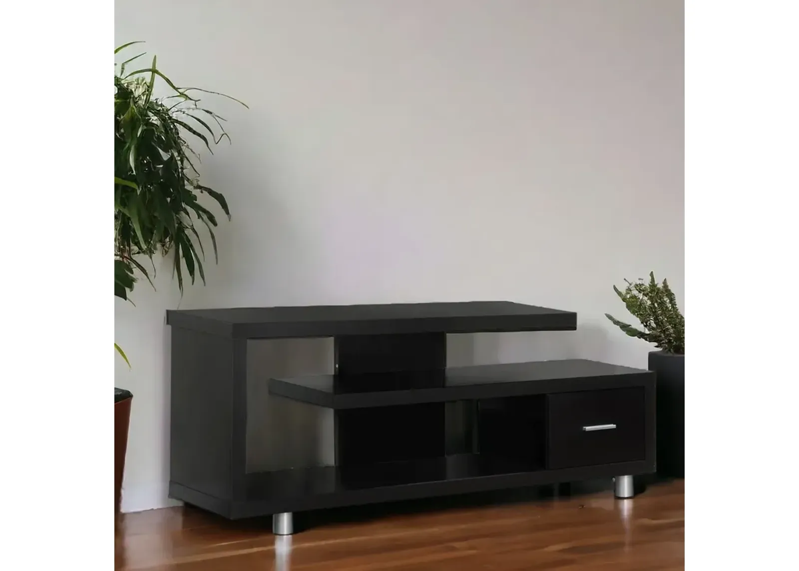 Cabinet Enclosed Storage, TV Stand - Dark Brown