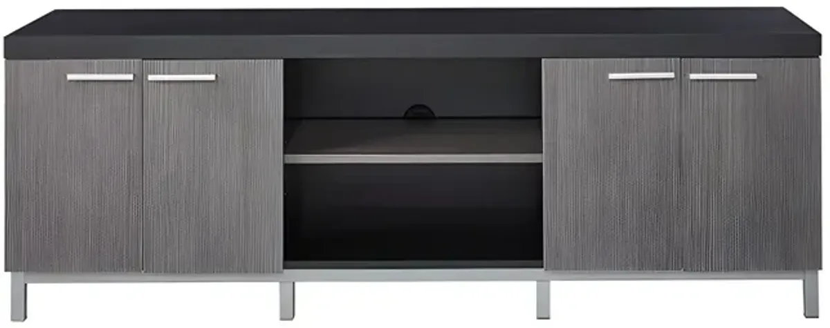 Cabinet Enclosed, Storage TV Stand - Black / Gray