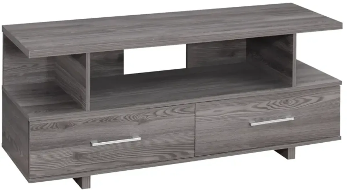 Particle Board And Laminate TV Stand With 2 Storage Drawers - Gray