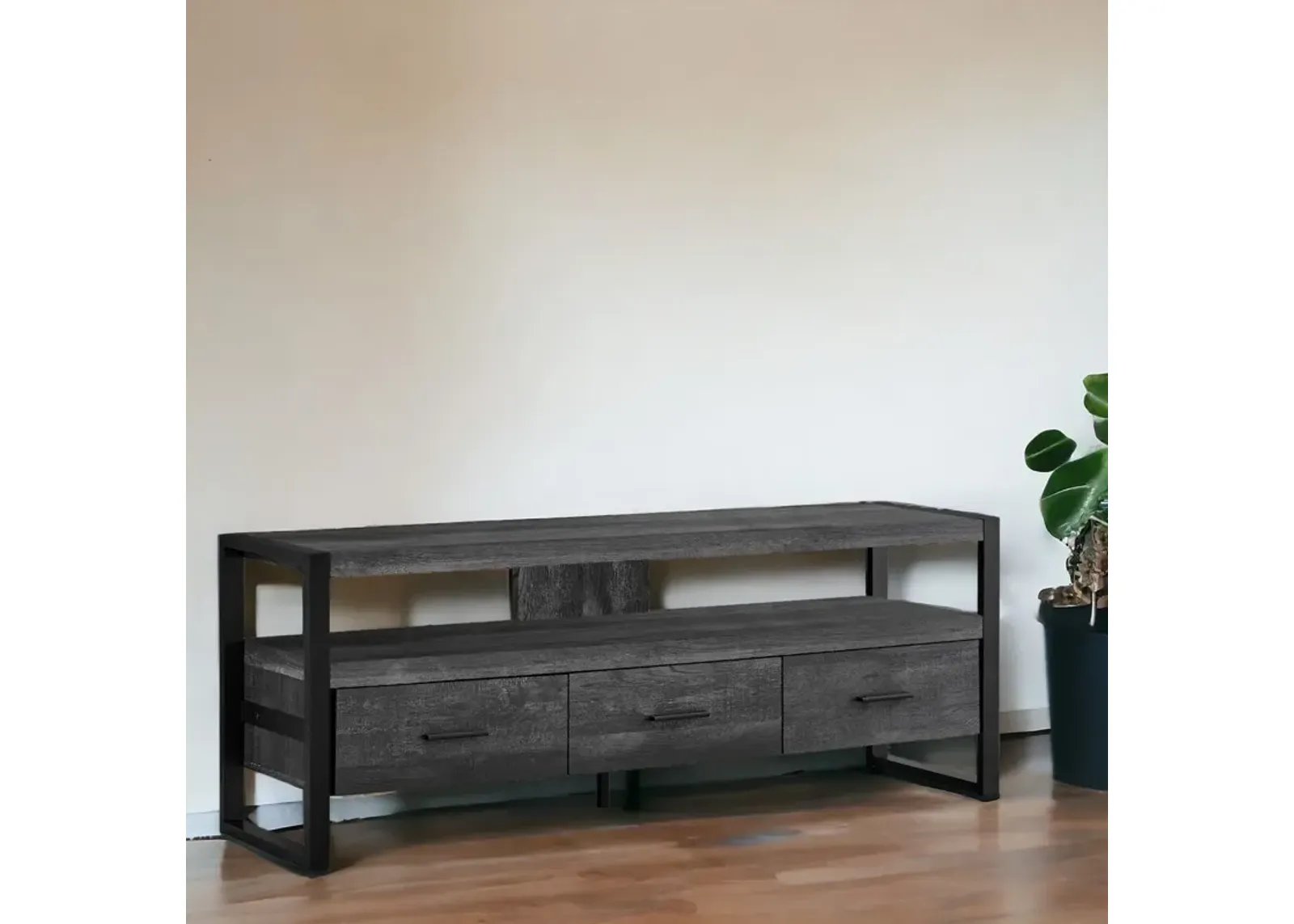 Cabinet Enclosed, Storage TV Stand - Black