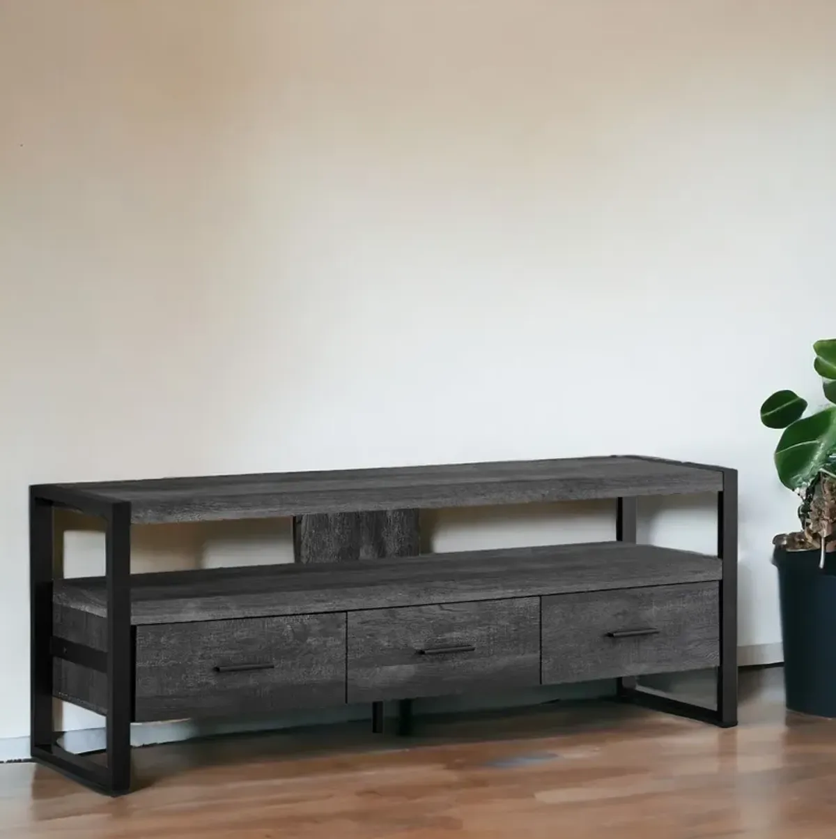 Cabinet Enclosed, Storage TV Stand - Black