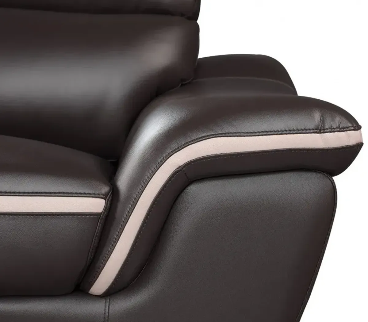 Love Seat Faux Leather - Silver / Brown