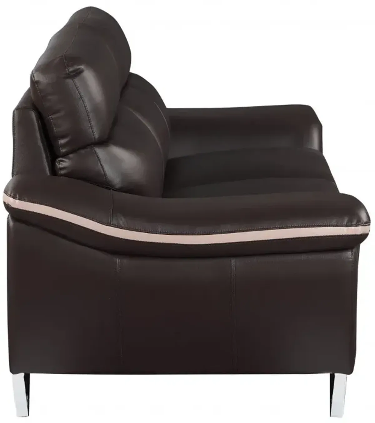 Love Seat Faux Leather - Silver / Brown