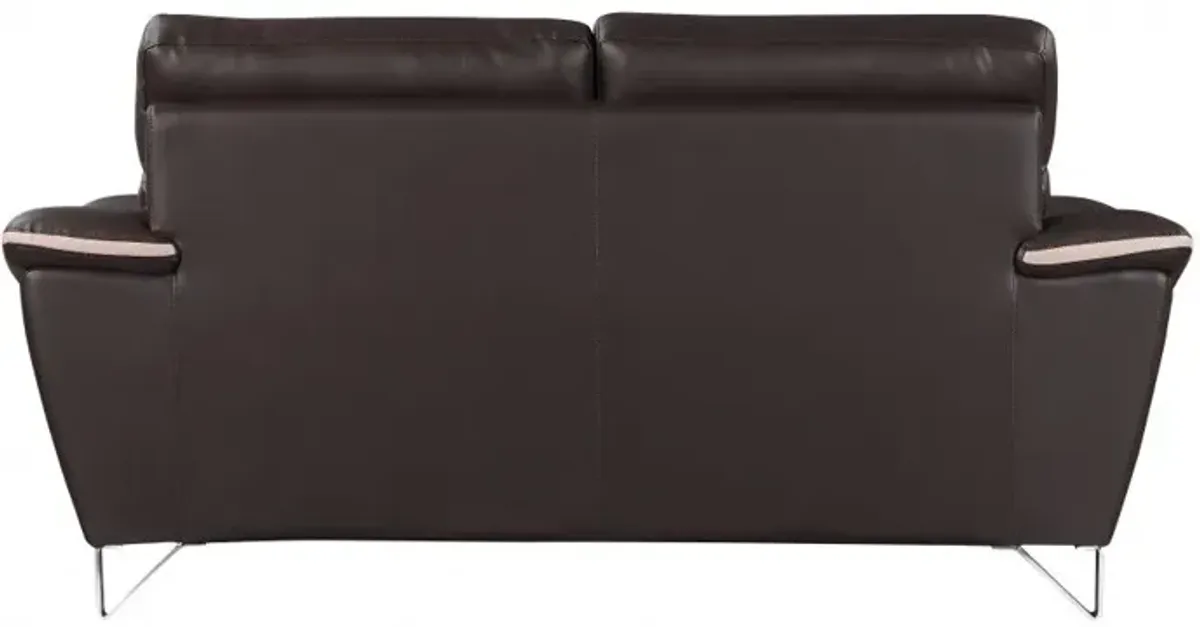 Love Seat Faux Leather - Silver / Brown