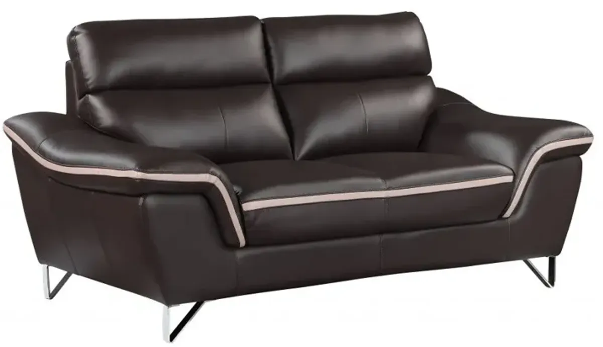 Love Seat Faux Leather - Silver / Brown