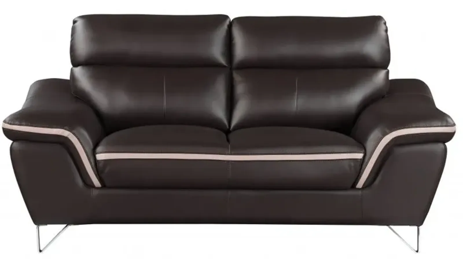 Love Seat Faux Leather - Silver / Brown