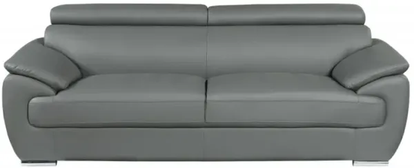 Leather Sofa - Gray / Silver