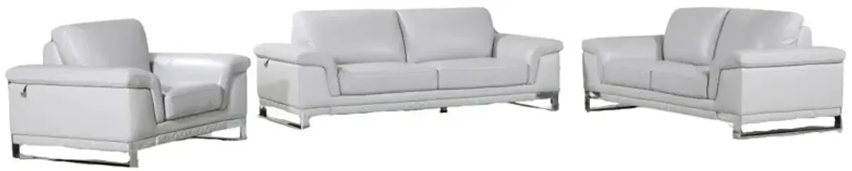 Three Piece Italian Leather Indoor Six Person Seating Set - Light Gray