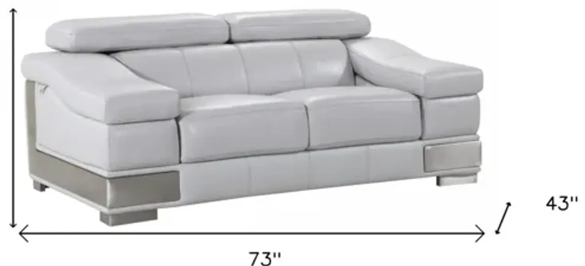 Genuine Love Seat Leather - Light Gray / Silver