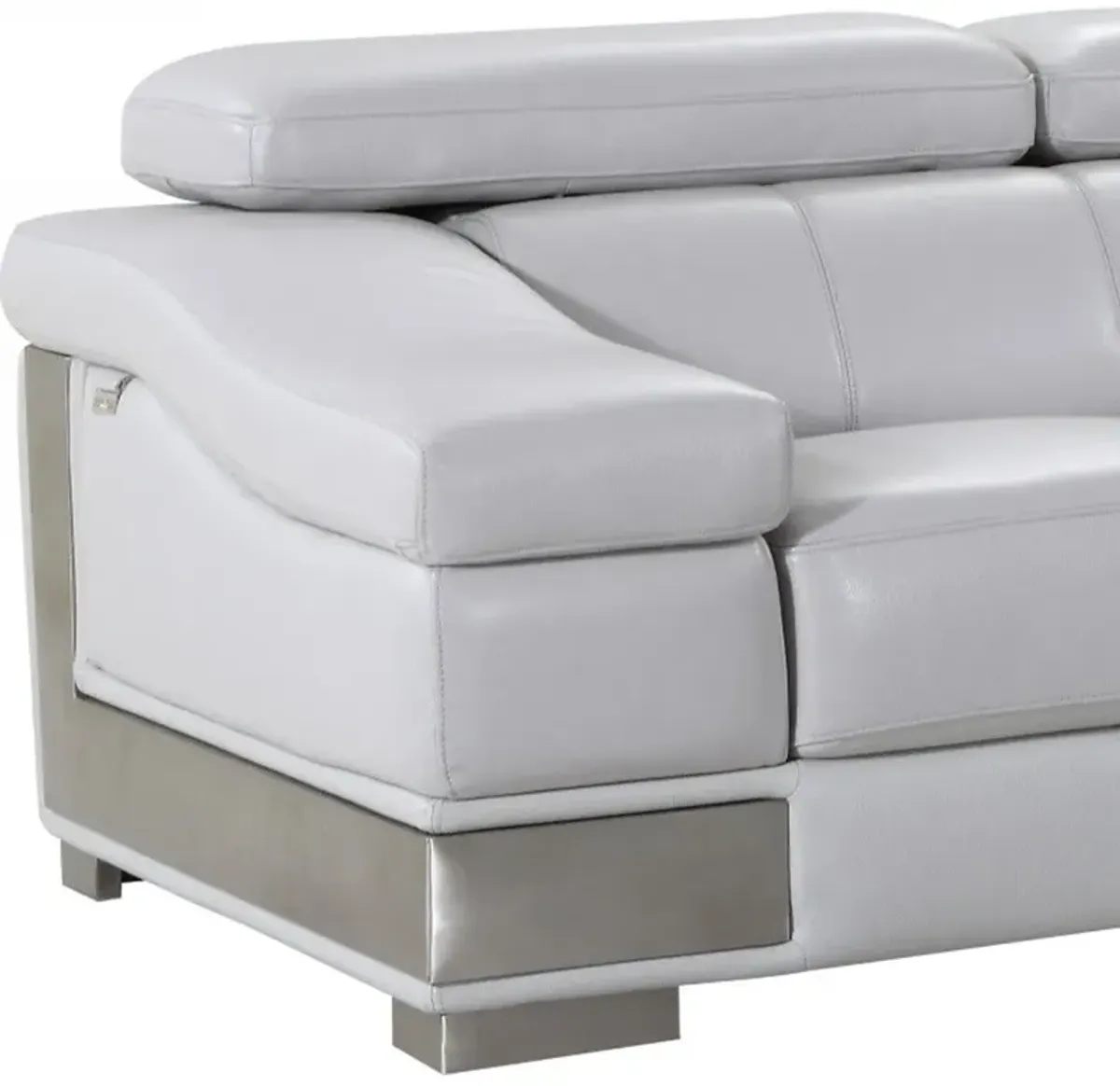 Genuine Love Seat Leather - Light Gray / Silver