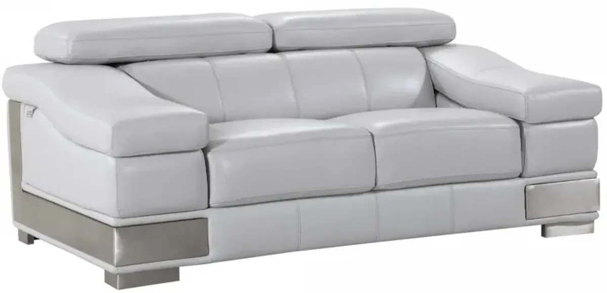 Genuine Love Seat Leather - Light Gray / Silver