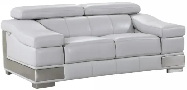 Genuine Love Seat Leather - Light Gray / Silver