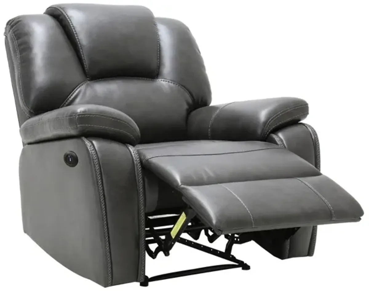 Contemporary Leather Power Reclining Chair - Gray