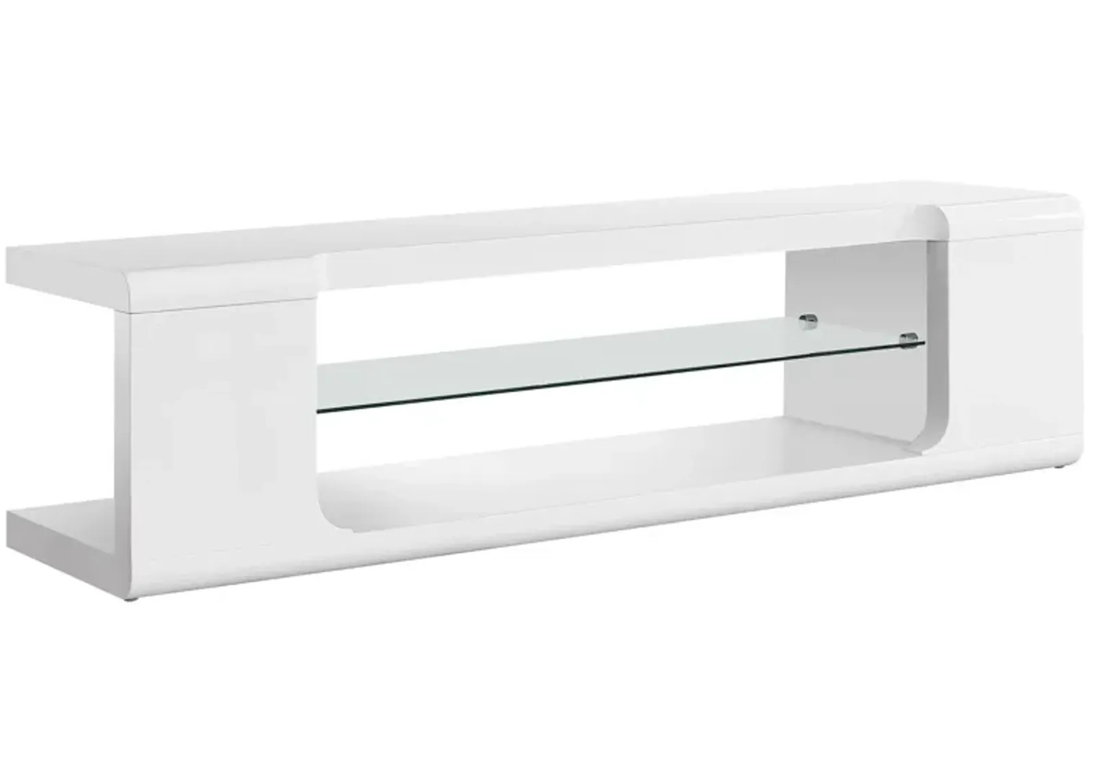 Clear Hollow Core Tempered Glass TV Stand - White