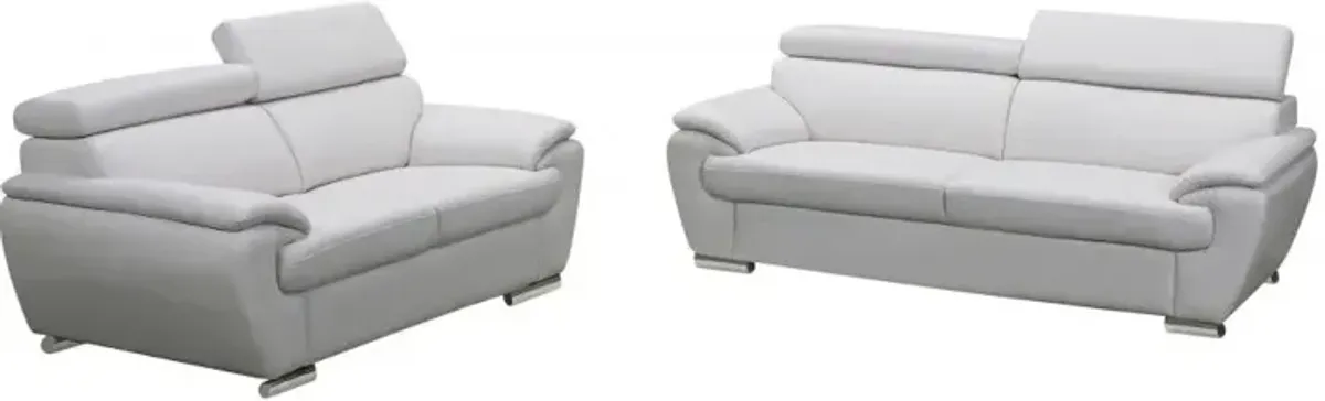 2 Piece Indoor Genuine Leather Five Person Seating Set - White