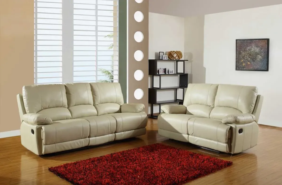 2 Piece Five Person Faux Leather Indoor Seating Set - Beige