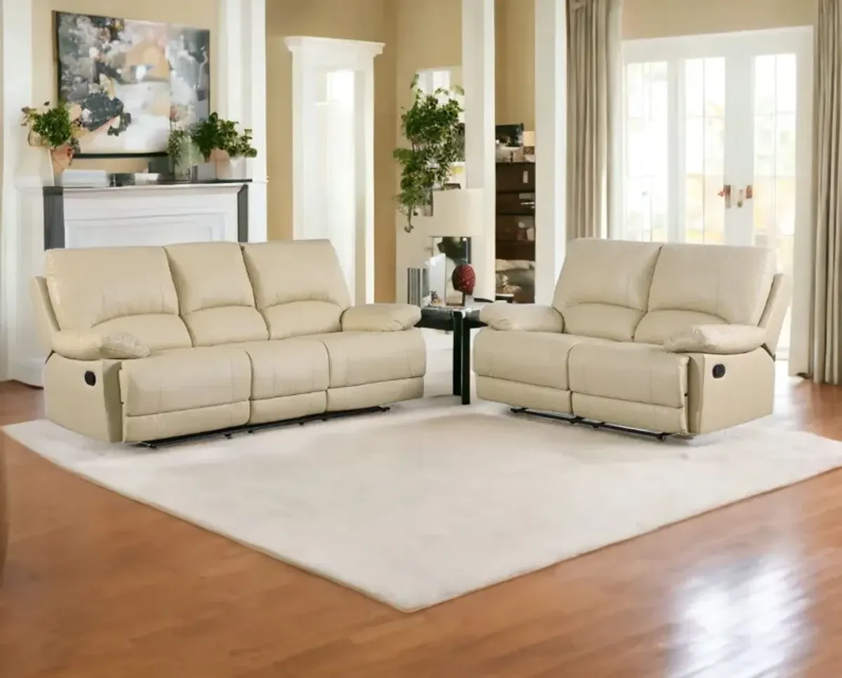 2 Piece Five Person Faux Leather Indoor Seating Set - Beige