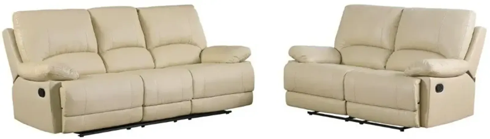 2 Piece Five Person Faux Leather Indoor Seating Set - Beige