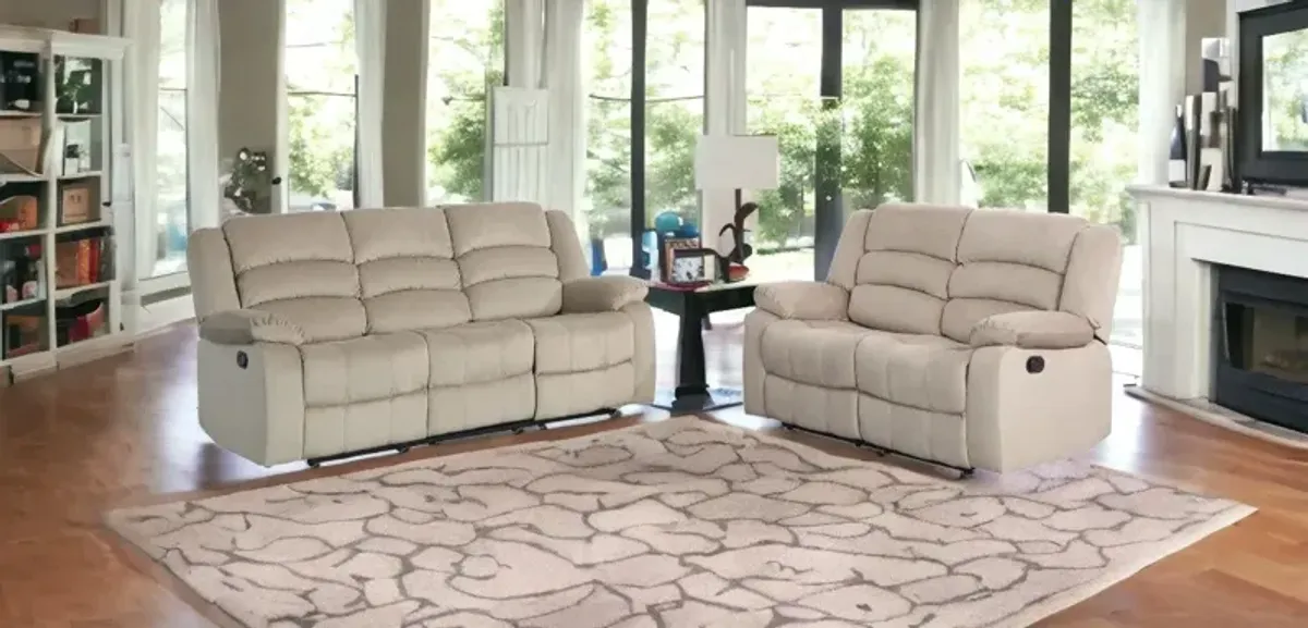 2 Piece Indoor Microsuede Five Person Seating Set - Beige