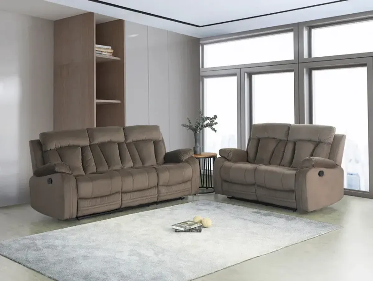 2 Piece Five Person Microsuede Indoor Seating Set - Brown