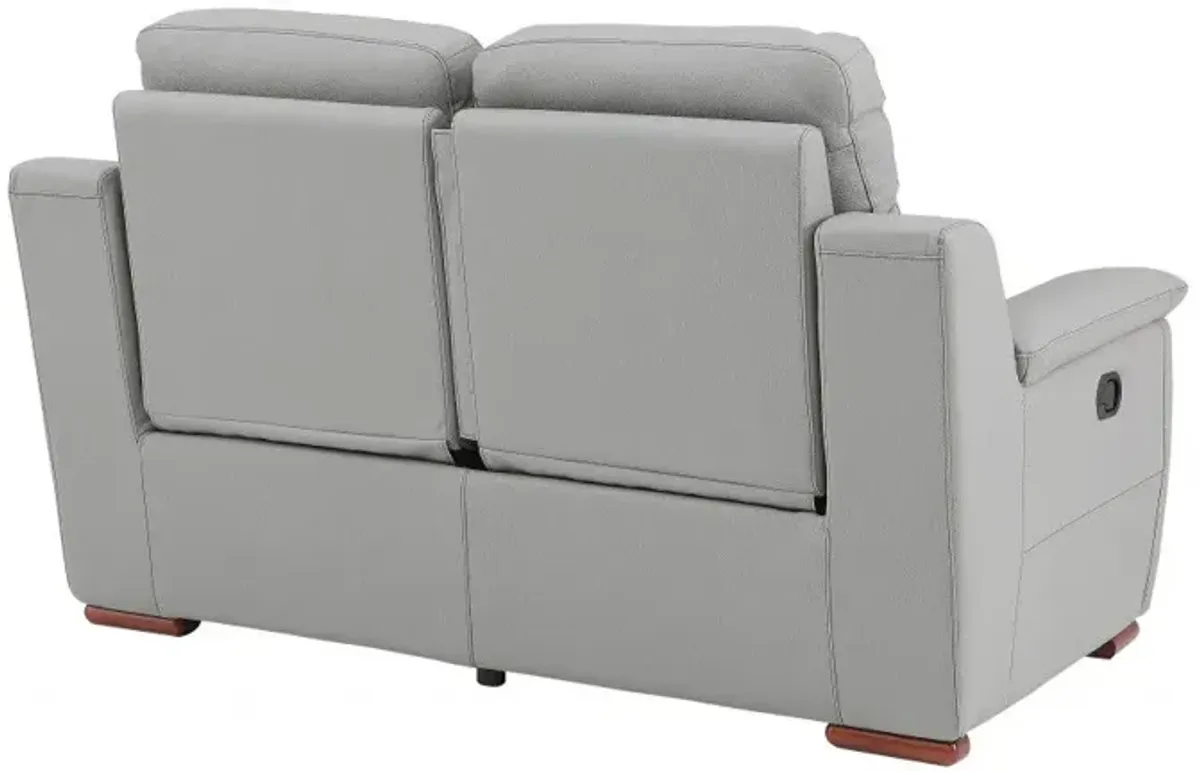 Faux Leather Manual Reclining Love Seat - Gray / Brown