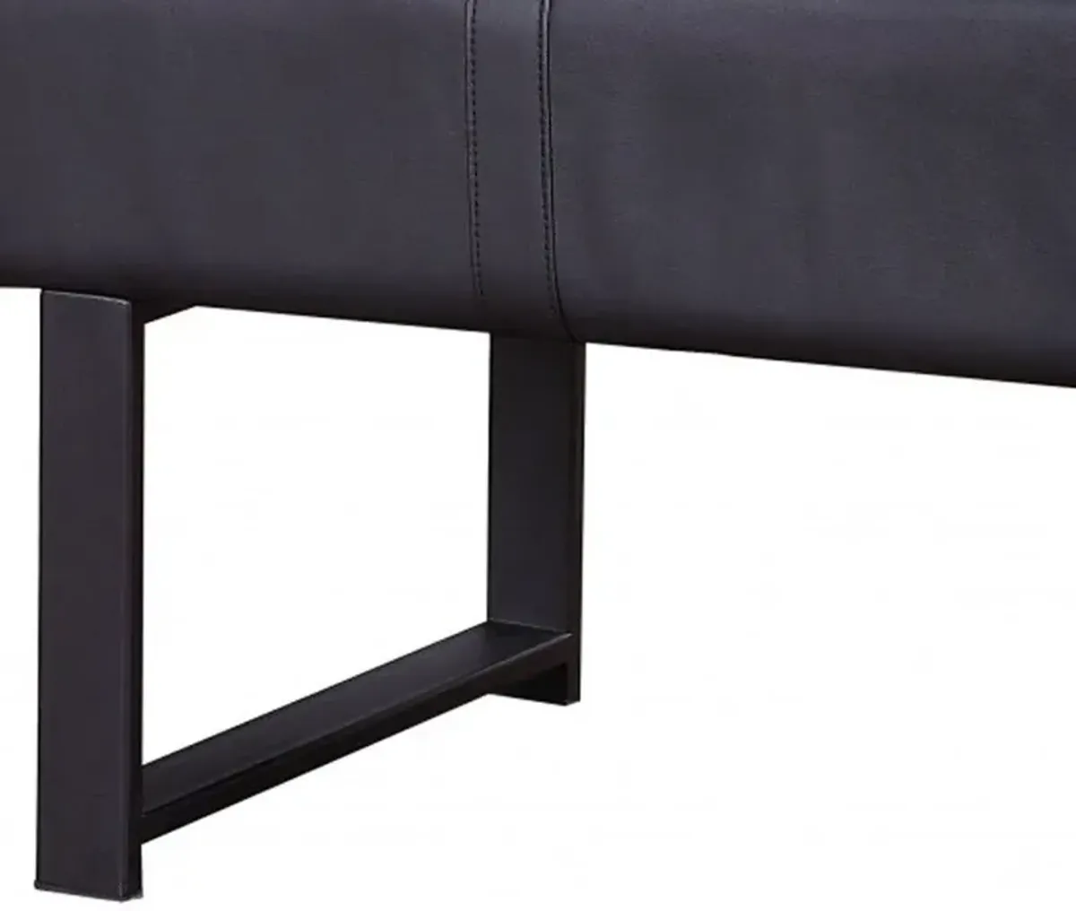 Upholstered Faux Leather Bench - Black