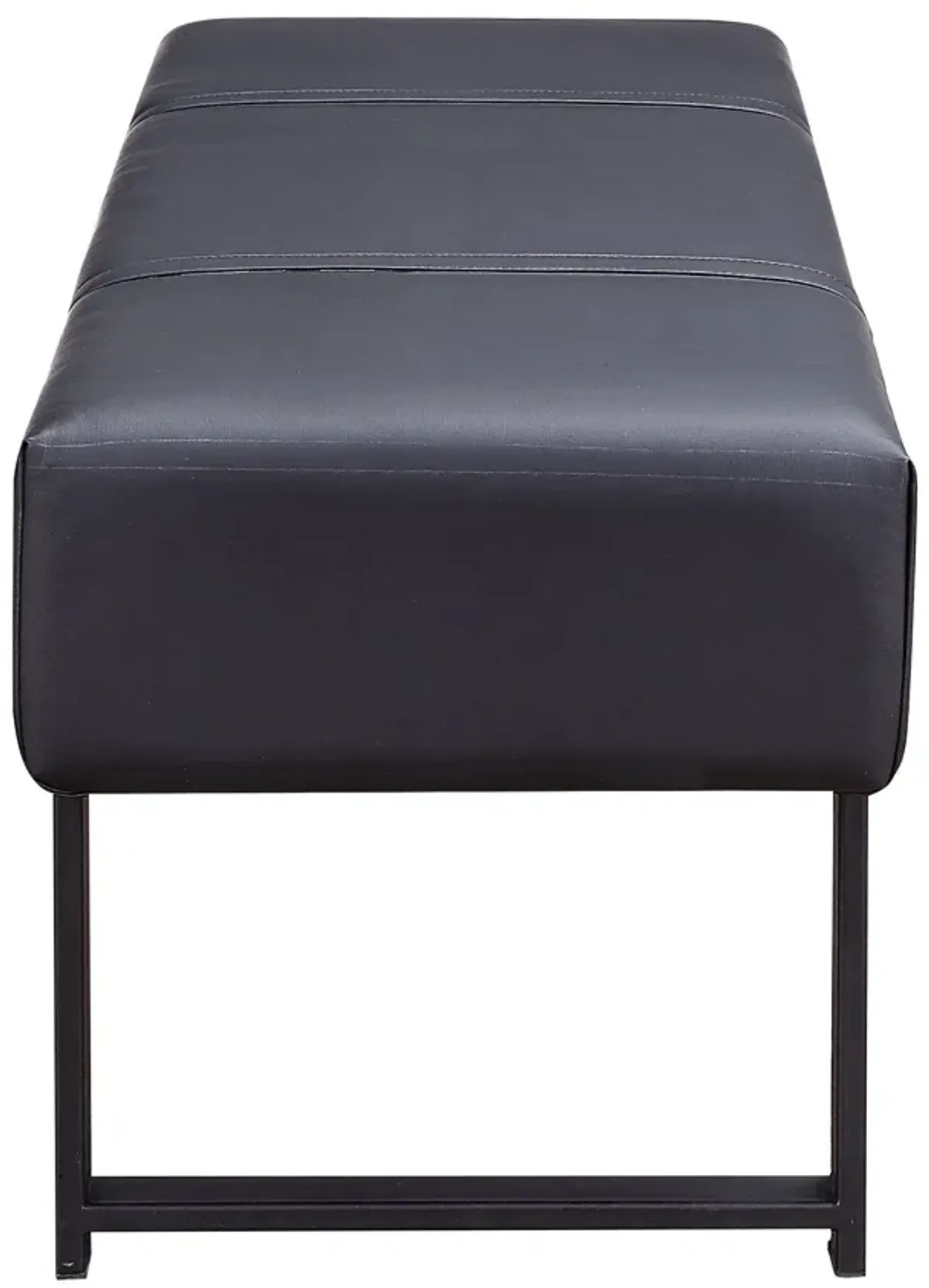 Upholstered Faux Leather Bench - Black