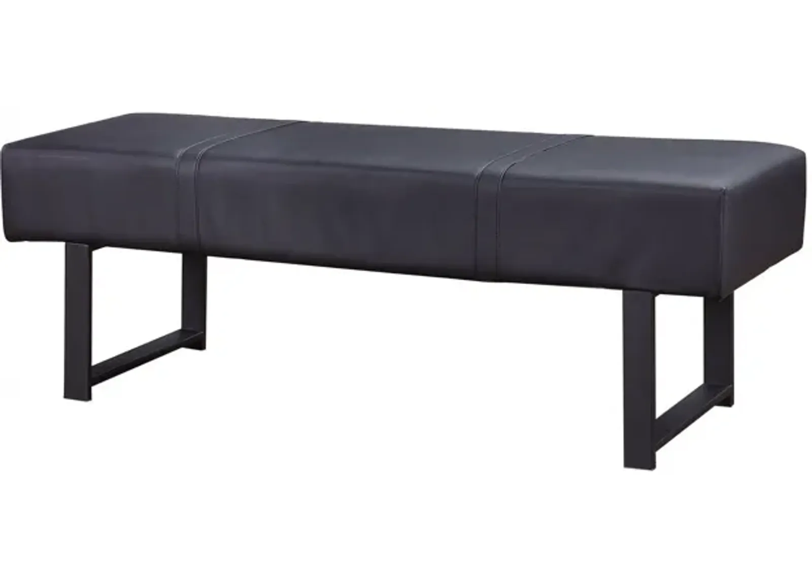 Upholstered Faux Leather Bench - Black