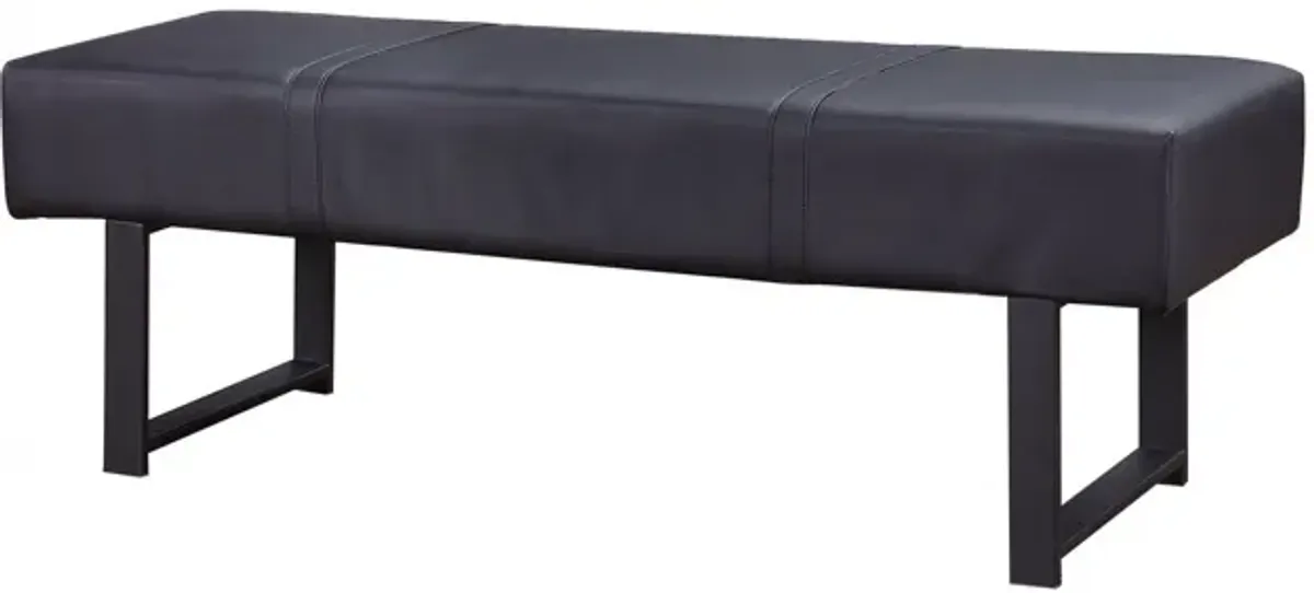 Upholstered Faux Leather Bench - Black