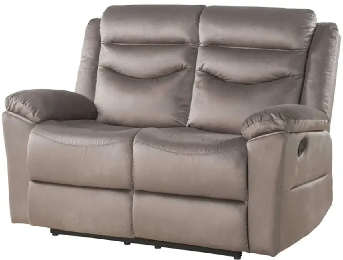 Velvet Manual Reclining Love Seat - Brown