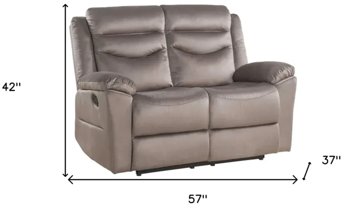 Velvet Manual Reclining Love Seat - Brown