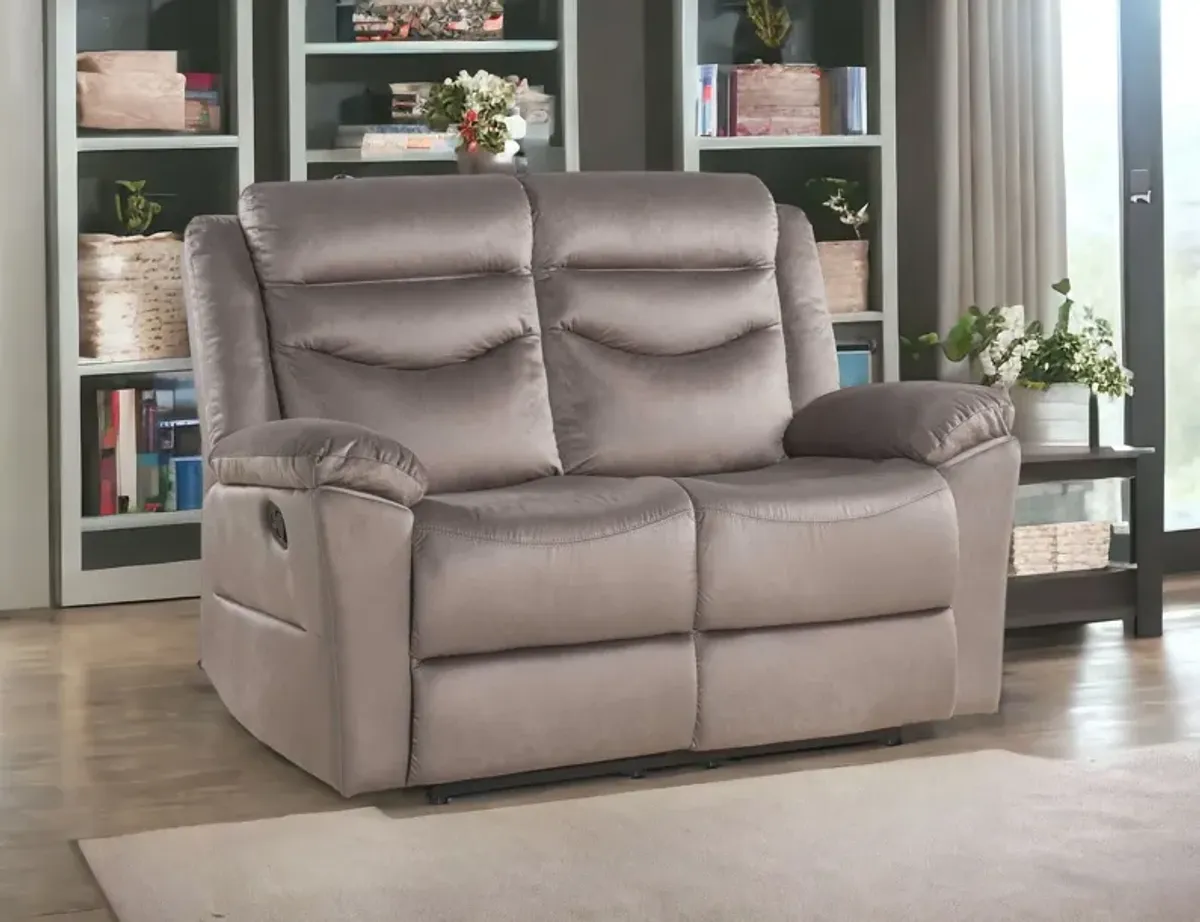 Velvet Manual Reclining Love Seat - Brown