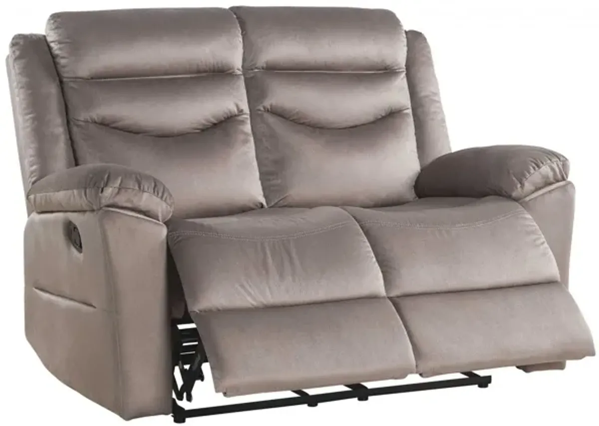 Velvet Manual Reclining Love Seat - Brown