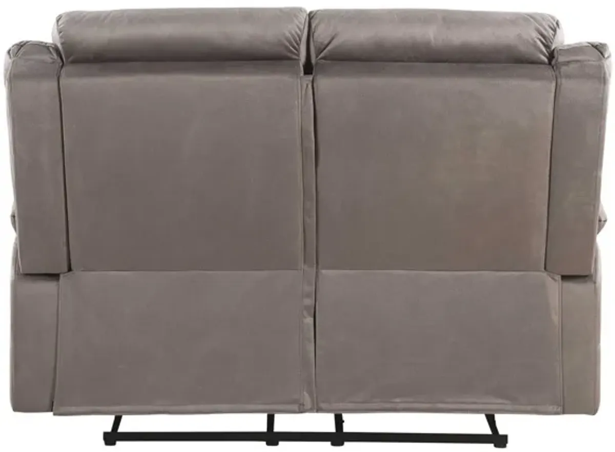 Velvet Manual Reclining Love Seat - Brown