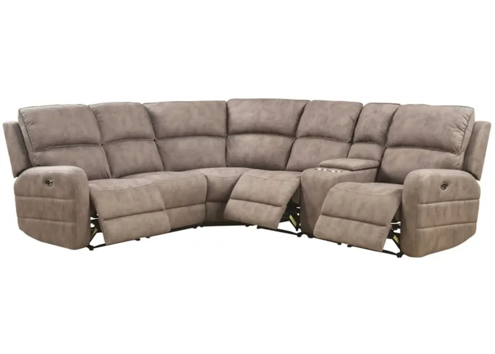 Top Grain Leather Power Reclining Curved Six Piece Corner Sectional With Console - Brown