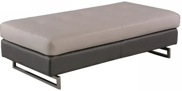 Faux Leather Ottoman - Taupe / Silver