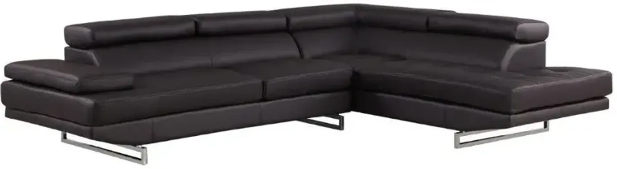 Leather L Shaped Two Piece Corner Sectional - Brown