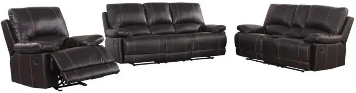 Three Piece Indoor Faux Leather Five Person Seating Set - Brown