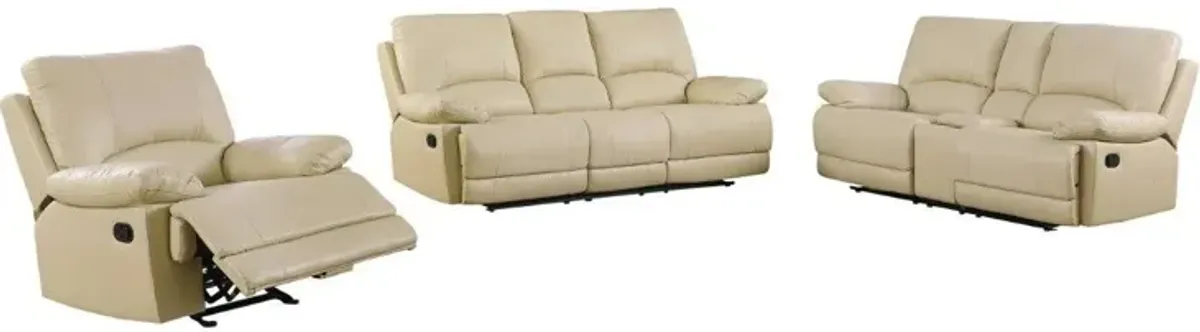 Three Piece Faux Leather Indoor Five Person Seating Set - Beige