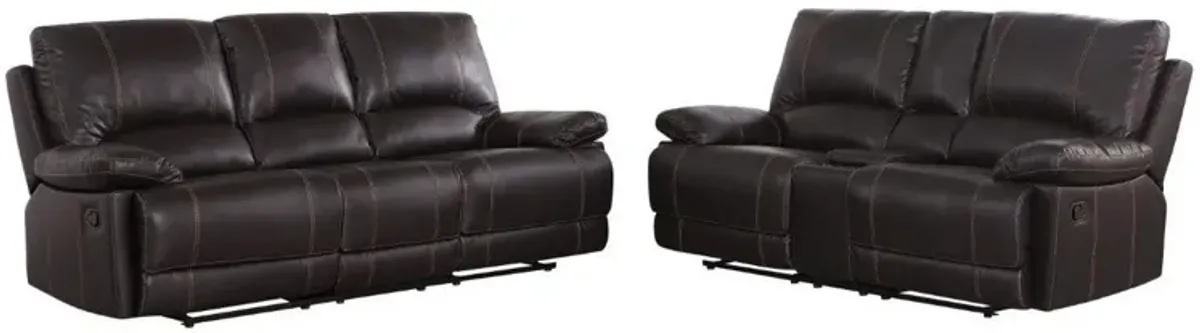 2 Piece Five Person Faux Leather Indoor Seating Set - Brown
