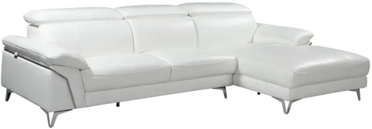 Italian Leather L Shaped Two Piece Sofa And Chaise Sectional - White