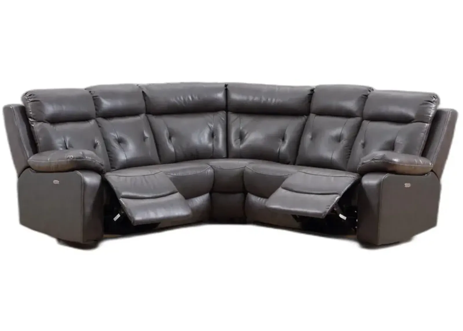 Polyester Blend Power Reclining U Shaped Three Piece Corner Sectional - Dark Gray