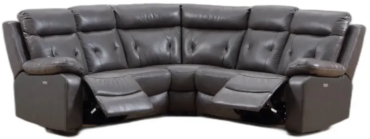 Polyester Blend Power Reclining U Shaped Three Piece Corner Sectional - Dark Gray