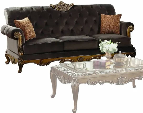 Fabric Sofa With Champagne Legs - Charcoal