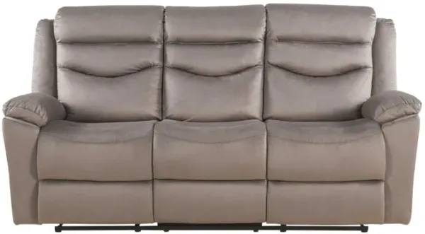 Velvet Reclining Sofa With Black Legs - Brown