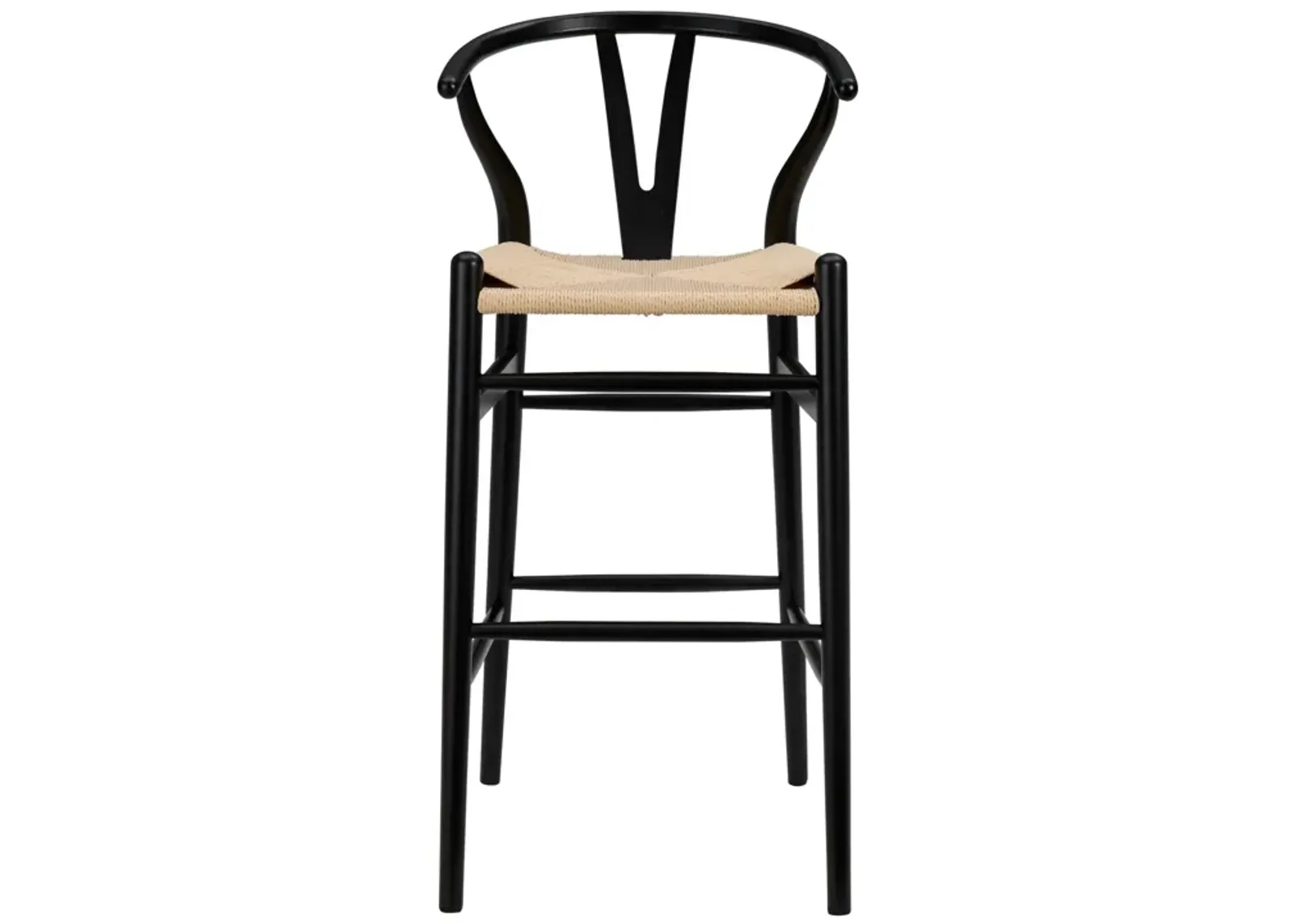 Solid Wood Low Back Counter Height Bar Chair - Natural / Black