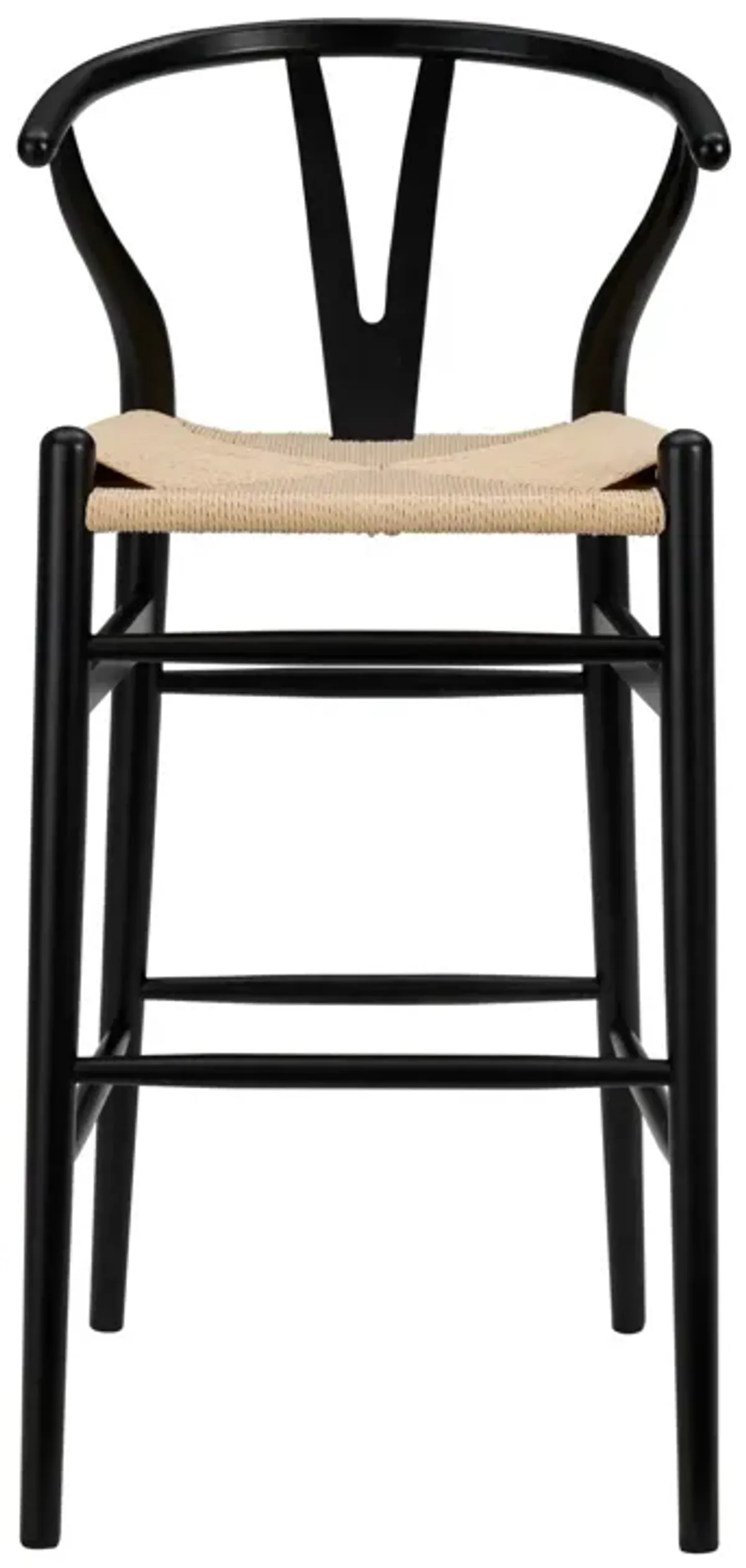 Solid Wood Low Back Counter Height Bar Chair - Natural / Black