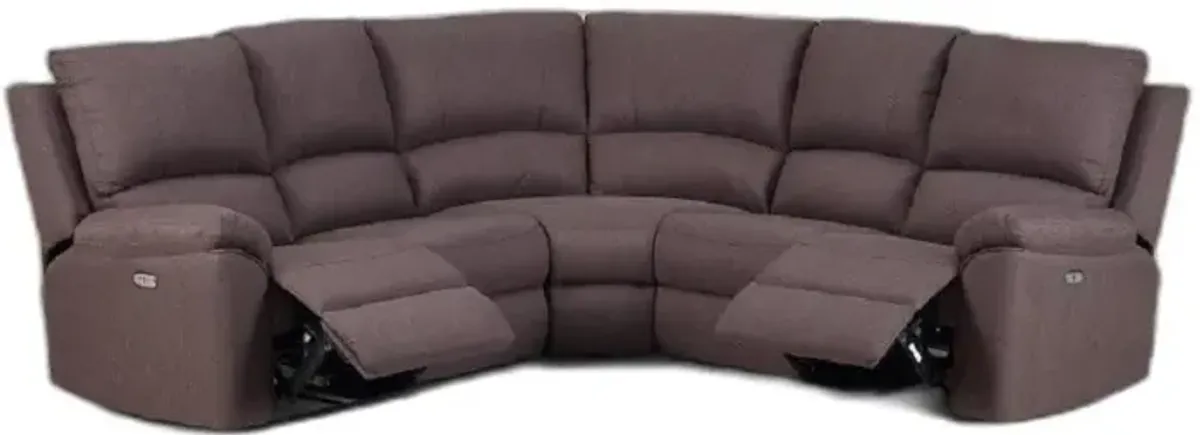 Polyester Blend Power Reclining U Shaped Three Piece Corner Sectional - Brown